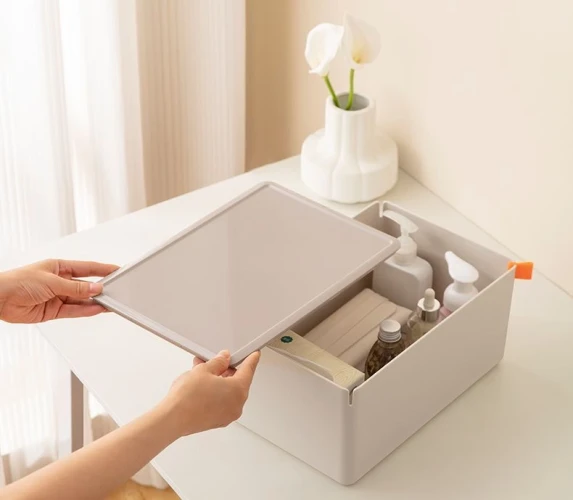 Короб для хранения Deli XDM14green 1отд. 317x212x135мм зеленый/серый пластик