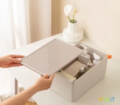 Короб для хранения Deli XDM14green 1отд. 317x212x135мм зеленый/серый пластик