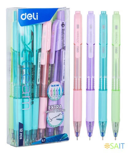 Ручка шариков. автоматическая Deli X-tream EQ199-BL d=0.7мм син. черн. резин. манжета