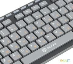 Клавиатура Оклик 480M черный/серый USB slim Multimedia (1067199)