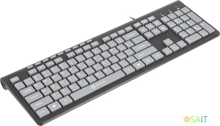Клавиатура Оклик 480M черный/серый USB slim Multimedia (1067199)