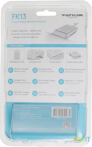 Числовой блок A4Tech Fstyler FK13 серый USB slim для ноутбука (FK13 USB ( GREY))