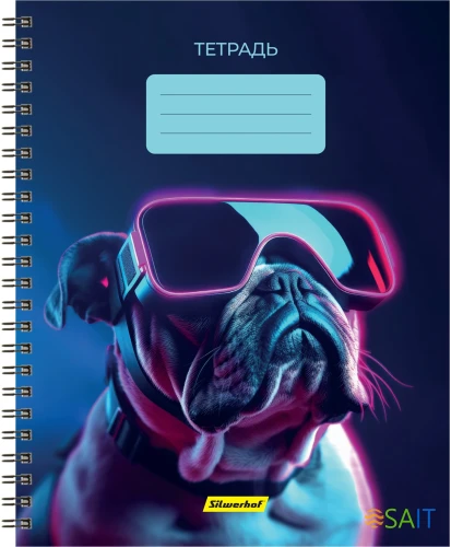 Набор тетрадей Silwerhof 48л. клет. A5 Неоновые животные в очках 3диз. мел.карт. гребень (упак.:3шт)