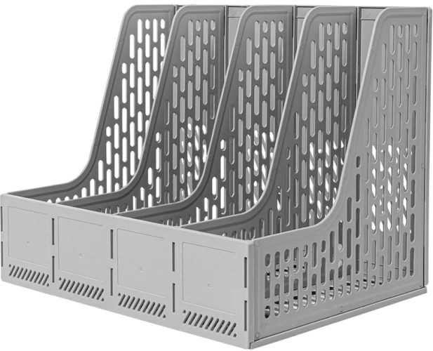 Лоток вертикальный Deli E9844 GREY 4отд. сборный для бумаг 325x257x275мм серый пластик
