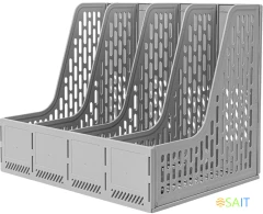 Лоток вертикальный Deli E9844 GREY 4отд. сборный для бумаг 325x257x275мм серый пластик