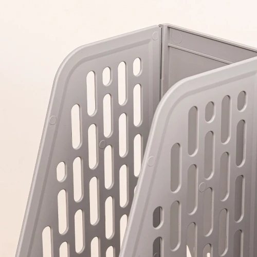 Лоток вертикальный Deli E9844 GREY 4отд. сборный для бумаг 325x257x275мм серый пластик