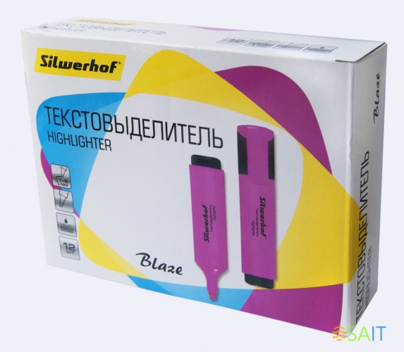 Текстовыделитель Silwerhof Blaze 108036-08 скошенный пиш. наконечник 1-5мм розовый картон