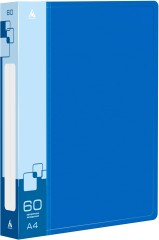 Папка с 60 прозр.вклад. Бюрократ -BPV60BLUE A4 пластик 0.7мм торц.карм с бум. встав синий