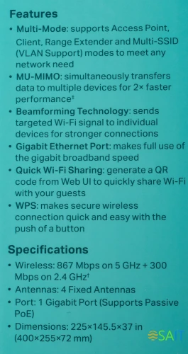 Точка доступа TP-Link TL-WA1201 AC1200 10/100/1000BASE-TX белый