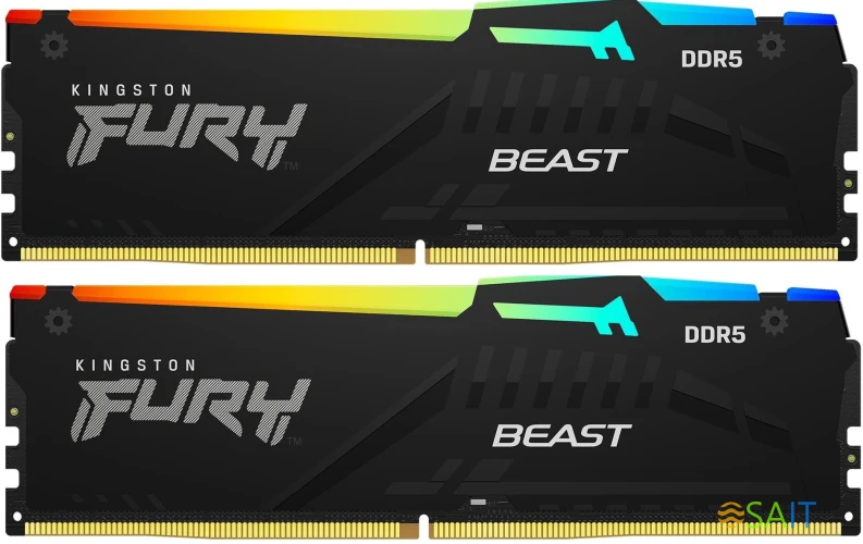 Память DDR5 2x8Gb 5600MHz Kingston KF556C40BBAK2-16 Fury Beast RGB RTL Gaming PC5-44800 CL40 DIMM 288-pin 1.25В single rank с радиатором Ret