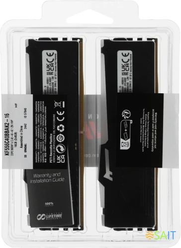 Память DDR5 2x8Gb 5600MHz Kingston KF556C40BBAK2-16 Fury Beast RGB RTL Gaming PC5-44800 CL40 DIMM 288-pin 1.25В single rank с радиатором Ret