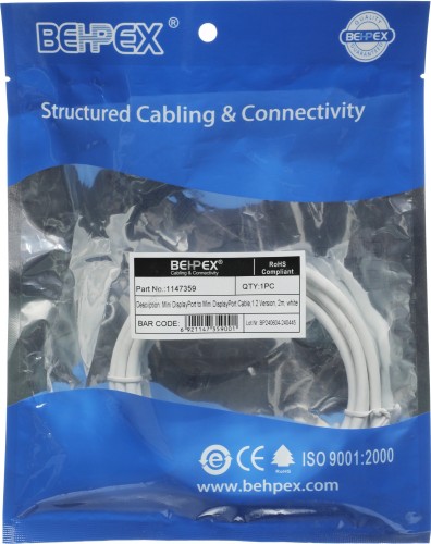 Кабель 1.2v miniDisplayPort (m) miniDisplayPort (m) 2м белый