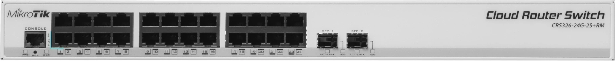 Коммутатор MikroTik CRS326-24G-2S+RM (L3) 24x1Гбит/с 2SFP+ управляемый