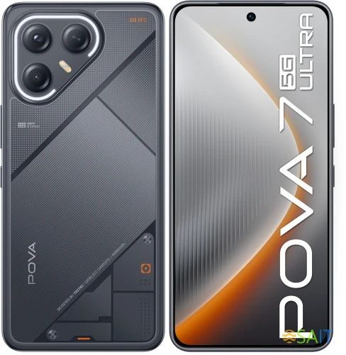 Смартфон Tecno Pova 7 Ultra 5G 256Gb 8Gb черный моноблок 3G 4G 6.8" 1080x2460 Android 14 50Mpix 802.11 a/b/g/n/ac NFC GPS GSM900/1800 Protect