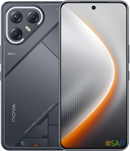 Смартфон Tecno Pova 7 Ultra 5G 256Gb 8Gb черный моноблок 3G 4G 6.8" 1080x2460 Android 14 50Mpix 802.11 a/b/g/n/ac NFC GPS GSM900/1800 Protect