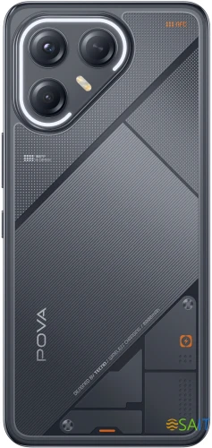 Смартфон Tecno Pova 7 Ultra 5G 256Gb 8Gb черный моноблок 3G 4G 6.8" 1080x2460 Android 14 50Mpix 802.11 a/b/g/n/ac NFC GPS GSM900/1800 Protect