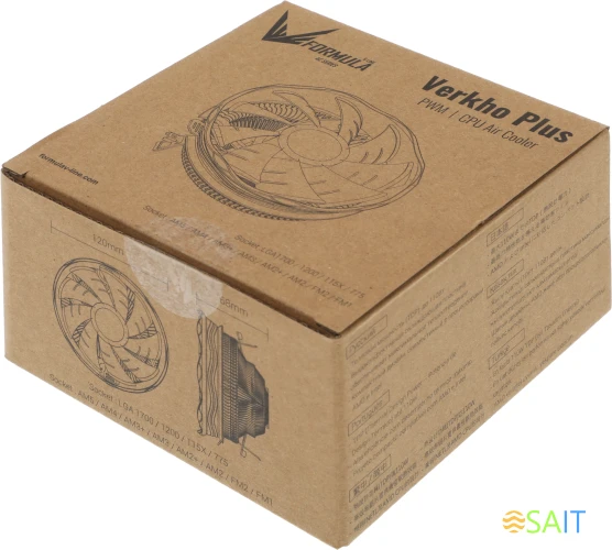 Устройство охлаждения(кулер) Formula AC Verkho Plus Soc-AM5/AM4/1200/1700/1851 черный/синий 4-pin 10.4-26.5dB Al 110W 271gr Ret (VERKHO PLUS)