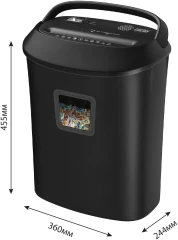 Шредер Cactus CS-SH-P8 черный (секр.P-4) фрагменты 12лист. 25лтр. скрепки скобы пл.карты CD