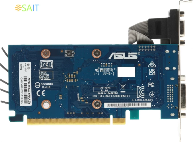 Видеокарта Asus PCI-E 2.0 GT730-2GD3-BRK-EVO NVIDIA GeForce GT 730 2Gb 64bit DDR3 902/1800 DVIx1 HDMIx1 CRTx1 HDCP Ret