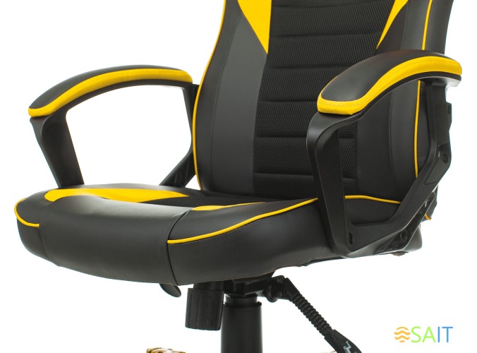 Кресло игровое Zombie GAME 16 черный/желтый эко.кожа/ткань крестов. пластик