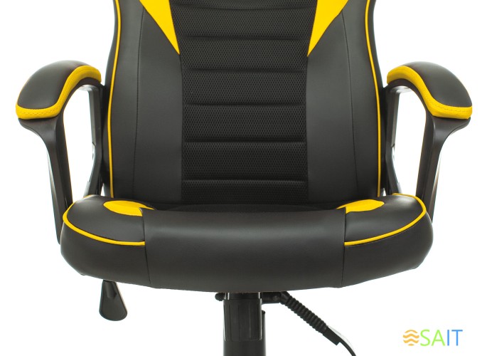 Кресло игровое Zombie GAME 16 черный/желтый эко.кожа/ткань крестов. пластик