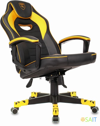 Кресло игровое Zombie GAME 16 черный/желтый эко.кожа/ткань крестов. пластик