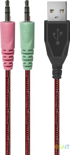 Наушники с микрофоном Defender Warhead G-370 черный/красный 2м накладные оголовье (64037)