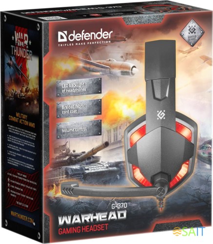 Наушники с микрофоном Defender Warhead G-370 черный/красный 2м накладные оголовье (64037)