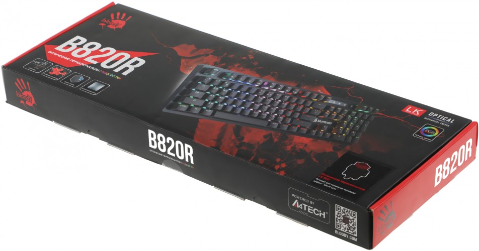Клавиатура A4Tech Bloody B820R механическая черный USB for gamer LED (B820R BLACK (RED SWITCH))