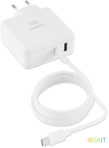 Сетевое зар./устр. Digma DGPD-45W-WG 45W 3A+2.4A (PD) USB-C/USB-A универсальное белый