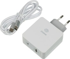 Сетевое зар./устр. Digma DGPD-45W-WG 45W 3A+2.4A (PD) USB-C/USB-A универсальное белый