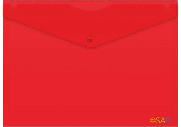 Конверт на кнопке Бюрократ -PK803ANRED A4 непрозрачный пластик 0.18мм красный