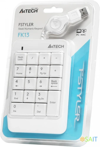 Числовой блок A4Tech Fstyler FK13 белый USB slim для ноутбука (FK13 USB ( WHITE ))