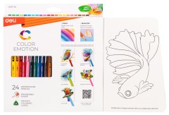Карандаши цв. Deli EC00720 Color Emotion акварель. липа 24цв. коробка/европод. (24шт)