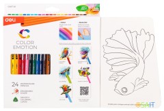 Карандаши цв. Deli EC00720 Color Emotion акварель. липа 24цв. коробка/европод. (24шт)