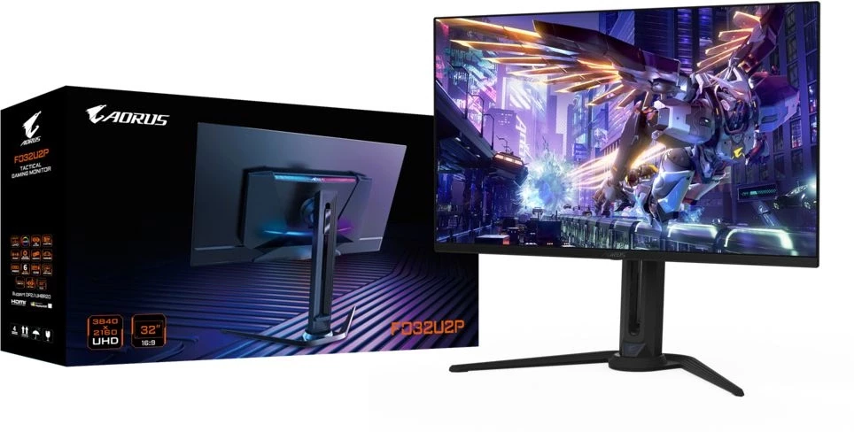 Монитор Gigabyte 31.5" Aorus FO32U2P черный QD OLED LED 16:9 HDMI M/M матовая HAS Piv 250cd 178гр/178гр 3840x2160 240Hz FreeSync Premium Pro DP 4K USB 8.53кг
