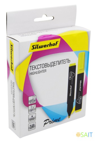 Текстовыделитель Silwerhof Prime 108035-05 скошенный пиш. наконечник 1-4мм желтый коробка