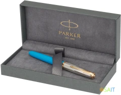 Ручка перьев. Parker 51 Premium (CW2169078) Turquoise GT F сталь нержавеющая подар.кор.