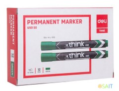 Маркер перманентный Deli EU10150 Think скошенный пиш. наконечник 1.5-5мм зеленый