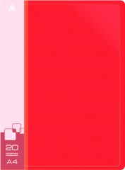 Папка с 20 прозр.вклад. Бюрократ -BPV20RED A4 пластик 0.6мм торц.карм с бум. встав красный