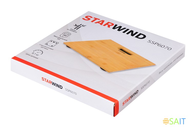 Весы напольные электронные Starwind SSP6070 макс.180кг бамбук