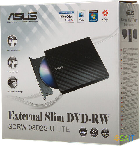 Привод DVD-RW Asus SDRW-08D2S-U LITE/BLK/G/AS черный USB внешний RTL