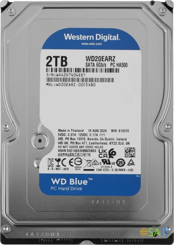Жесткий диск WD SATA-III 2TB WD20EARZ Desktop Blue (5400rpm) 64Mb 3.5"