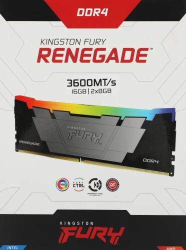 Память DDR4 2x8GB 3600MHz Kingston KF436C16RB2AK2/16 Fury Renegade RGB RTL Gaming PC4-28800 CL16 DIMM 288-pin 1.35В kit dual rank с радиатором Ret
