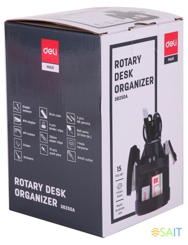 Настольный набор Deli E38250A (15 предметов) пластик черный