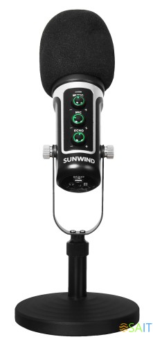 Микрофон проводной SunWind SW-SM500G 1.8м черный