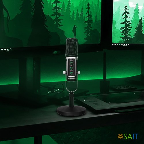Микрофон проводной SunWind SW-SM500G 1.8м черный