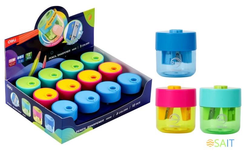 Точилка для карандашей ручная Deli EH558 1 отверстие пластик ассорти