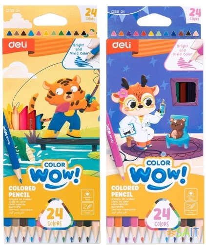 Карандаши цв. Deli EC138-24 Colorwow 3мм трехгран. 24цв. карт.кор. (24шт) 24 карандаша