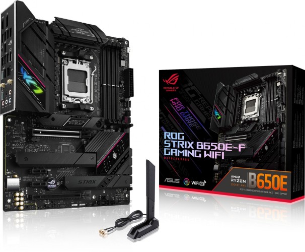 Материнская плата Asus ROG STRIX B650E-F GAMING WIFI Socket AM5 AMD B650 4xDDR5 ATX AC`97 8ch(7.1) 2.5Gg RAID+HDMI+DP